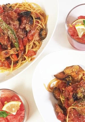 夏野菜のトマトソースパスタ-レシピのメイン写真