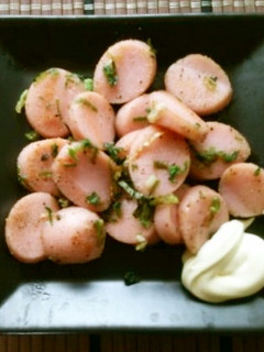 【屋台風】魚ニソとネギの炒め物。マヨ添え-レシピのメイン写真