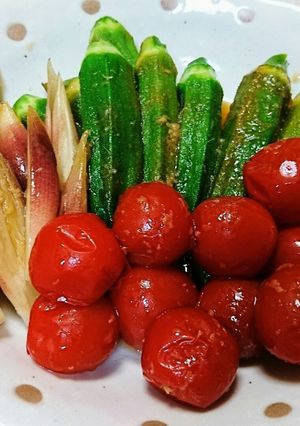 ヘルシー♡冷凍トマトと夏野菜のポン酢漬け-レシピのメイン写真