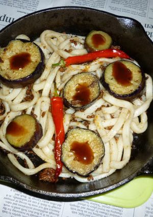 イシスキで合い挽き肉＋なすの焼きうどん-レシピのメイン写真