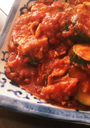 夏野菜で簡単！ズッキーニのトマトカレー煮-レシピのメイン写真
