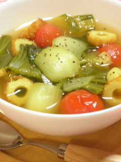チンゲン菜とミニトマトのカレースープ-レシピのメイン写真