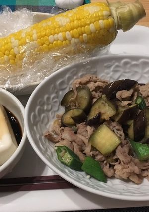 なすとオクラと豚肉のポン酢炒め-レシピのメイン写真
