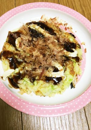 材料少し お好み焼き風 余りご飯リメイク-レシピのメイン写真