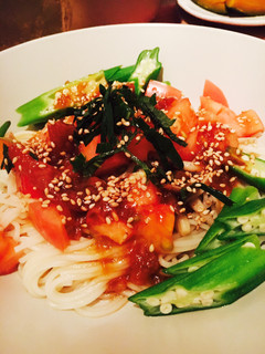 冷麦の夏野菜、梅しそ和え 冷製パスタ風-レシピのメイン写真