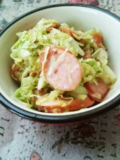 キャベツとソーセージの粒マスタード炒め-レシピのメイン写真