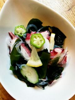 タコとオクラのワカメの酢の物-レシピのメイン写真