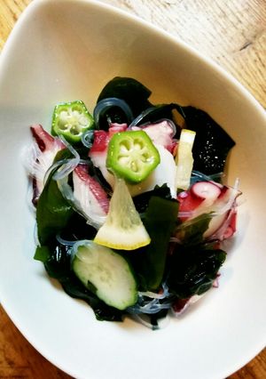 タコとオクラのワカメの酢の物-レシピのメイン写真