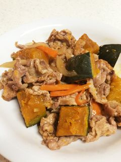 簡単☆かぼちゃと豚コマのオイスター炒め-レシピのメイン写真