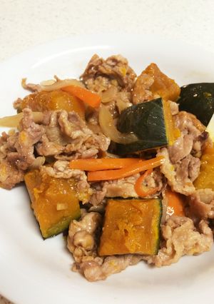 簡単☆かぼちゃと豚コマのオイスター炒め-レシピのメイン写真