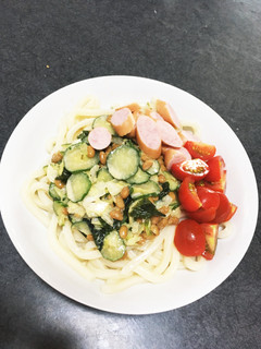 納豆サラダうどん-レシピのメイン写真