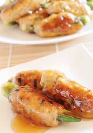 オクラのつくね焼き♪甘酢あん-レシピのメイン写真