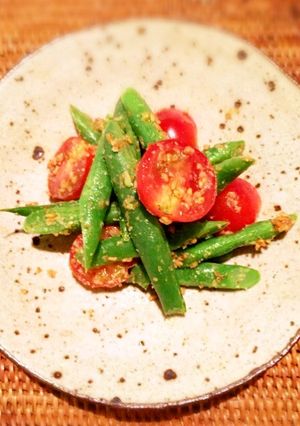 いんげんとミニトマトの胡麻味噌和え-レシピのメイン写真
