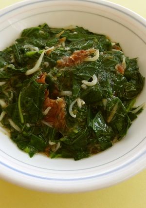 保育所給食＊モロヘイヤとしらすの梅あえ-レシピのメイン写真