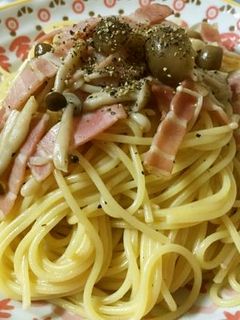 あまかつゆ★ベーコンとキノコのパスタ-レシピのメイン写真
