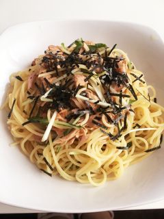 梅とツナと水菜のサッパリ冷製パスタ☆-レシピのメイン写真