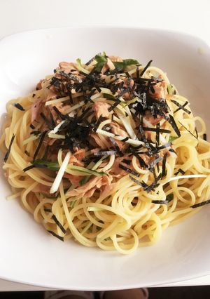 梅とツナと水菜のサッパリ冷製パスタ☆-レシピのメイン写真