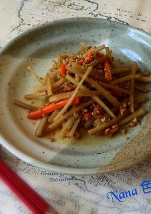 ひき肉入りきんぴらごぼう-レシピのメイン写真
