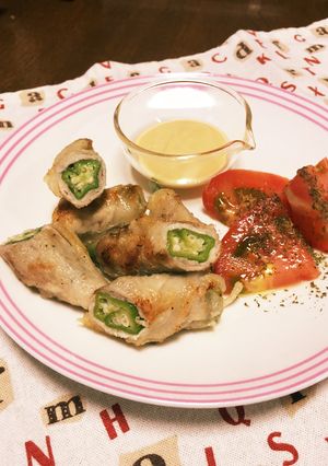オクラ豚肉巻き ワサビソース添え-レシピのメイン写真