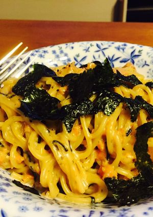 味噌チーズのずぼらパスタwith海苔茶漬-レシピのメイン写真