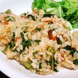 簡単☆モロヘイヤとトマトのチャーハン