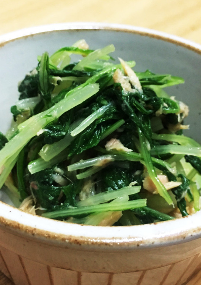 材料4つ☆簡単☆水菜とツナの和え物-レシピのメイン写真