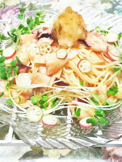 たことオクラ長芋のおろし冷製パスタ*☆*-レシピのメイン写真