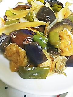 油揚げと夏野菜の甘酢炒め-レシピのメイン写真