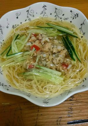 ツナとトマトの冷素麺-レシピのメイン写真