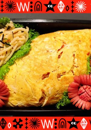 小学生男子のお弁当〜オムライスバーグ-レシピのメイン写真