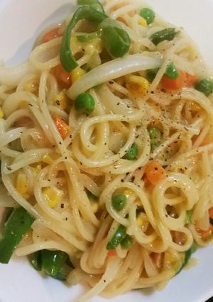 コーンスープの素で　クリームパスタ-レシピのメイン写真