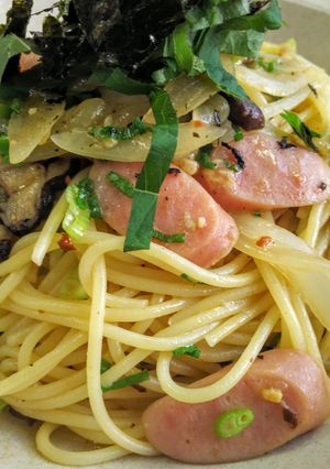 酒盗とｳｲﾝﾅｰのﾊﾟｽﾀ-レシピのメイン写真