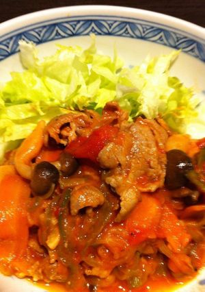 トマト缶と余り物！豚と野菜のトマト煮-レシピのメイン写真