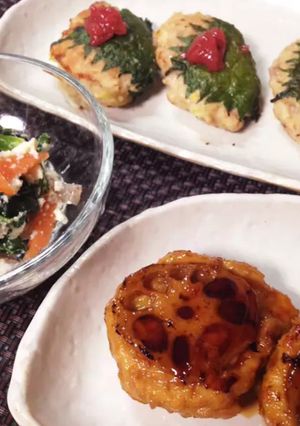 照り焼き&梅ポン酢♪鶏胸つくね二種盛り-レシピのメイン写真