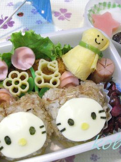 クマ☆キティ弁当♪(キャラ弁)-レシピのメイン写真