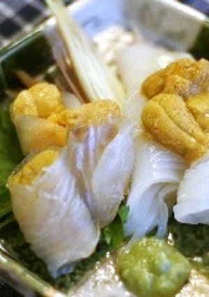 鮃昆布〆と烏賊を生雲丹と共に-レシピのメイン写真