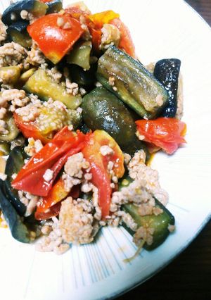 なすとトマトの挽き肉炒め-レシピのメイン写真