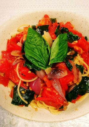 もぎたてトマトとフレッシュバジルのパスタ-レシピのメイン写真