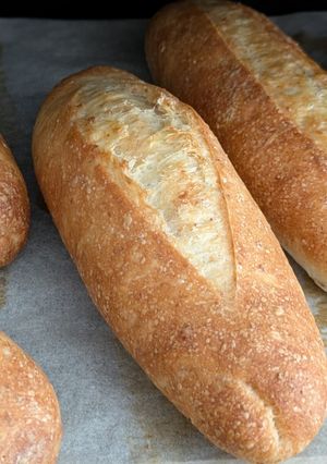捏ねない全粒粉配合・ソフトフランスパン-レシピのメイン写真