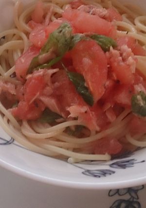 夏に冷凍トマト使用の冷製パスタ　簡単時短-レシピのメイン写真