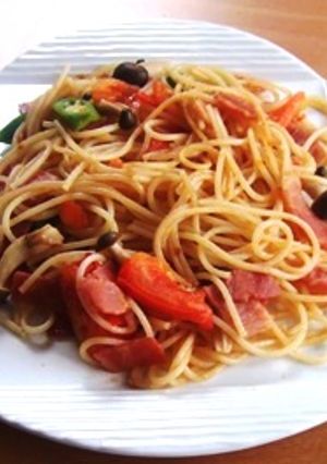 オクラとトマトとベーコンのスパゲッティ-レシピのメイン写真