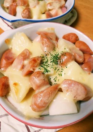 脱マンネリ！餅とソーセージのチーズ焼き-レシピのメイン写真