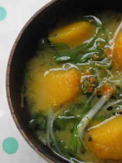 かぼちゃと水菜の味噌汁-レシピのメイン写真