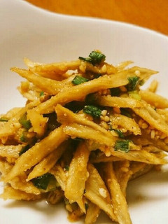おつまみ風!ごぼうと小ネギの胡麻和え-レシピのメイン写真
