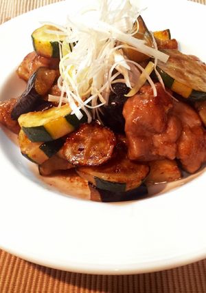 ナスとズッキーニのチキンバルサミコ炒め-レシピのメイン写真