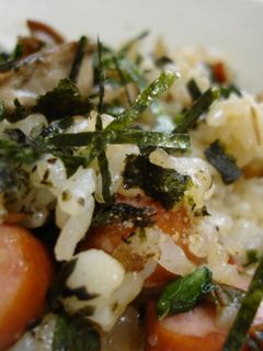 マイタケとにんにくと青シソの炒めご飯-レシピのメイン写真