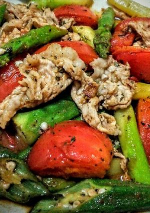 おくらと豚こま肉のポン酢炒めイタリアン風-レシピのメイン写真