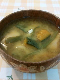南瓜とピーマンのお味噌汁-レシピのメイン写真