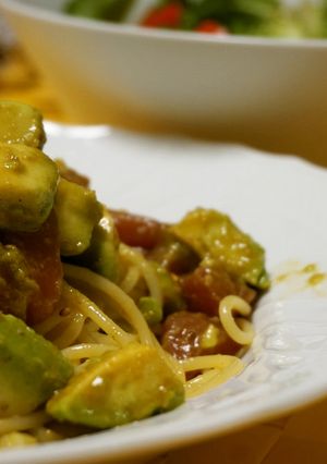 アボカドとマグロの冷製パスタ　わさび醤油-レシピのメイン写真