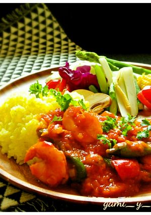殻つき海老とししとうのトマトカレー♪-レシピのメイン写真
